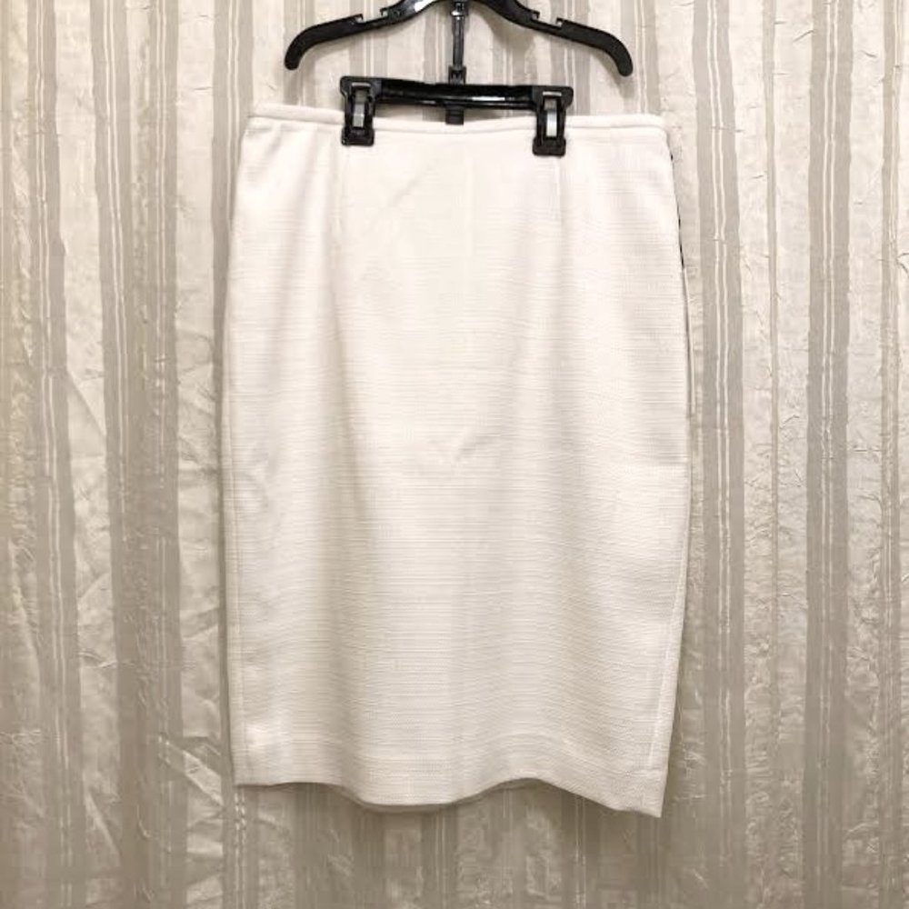 *NEW WITH TAGS*Calvin Klein Womens White Tweed Suit Pencil Skirt w/ Walking Slit